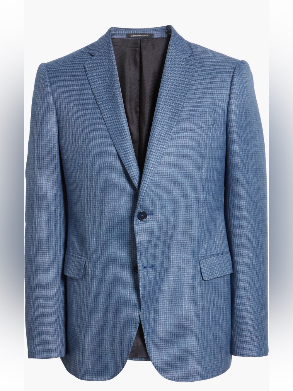 NWT Emporio Armani Blue Textured Two-Button Sport Coat